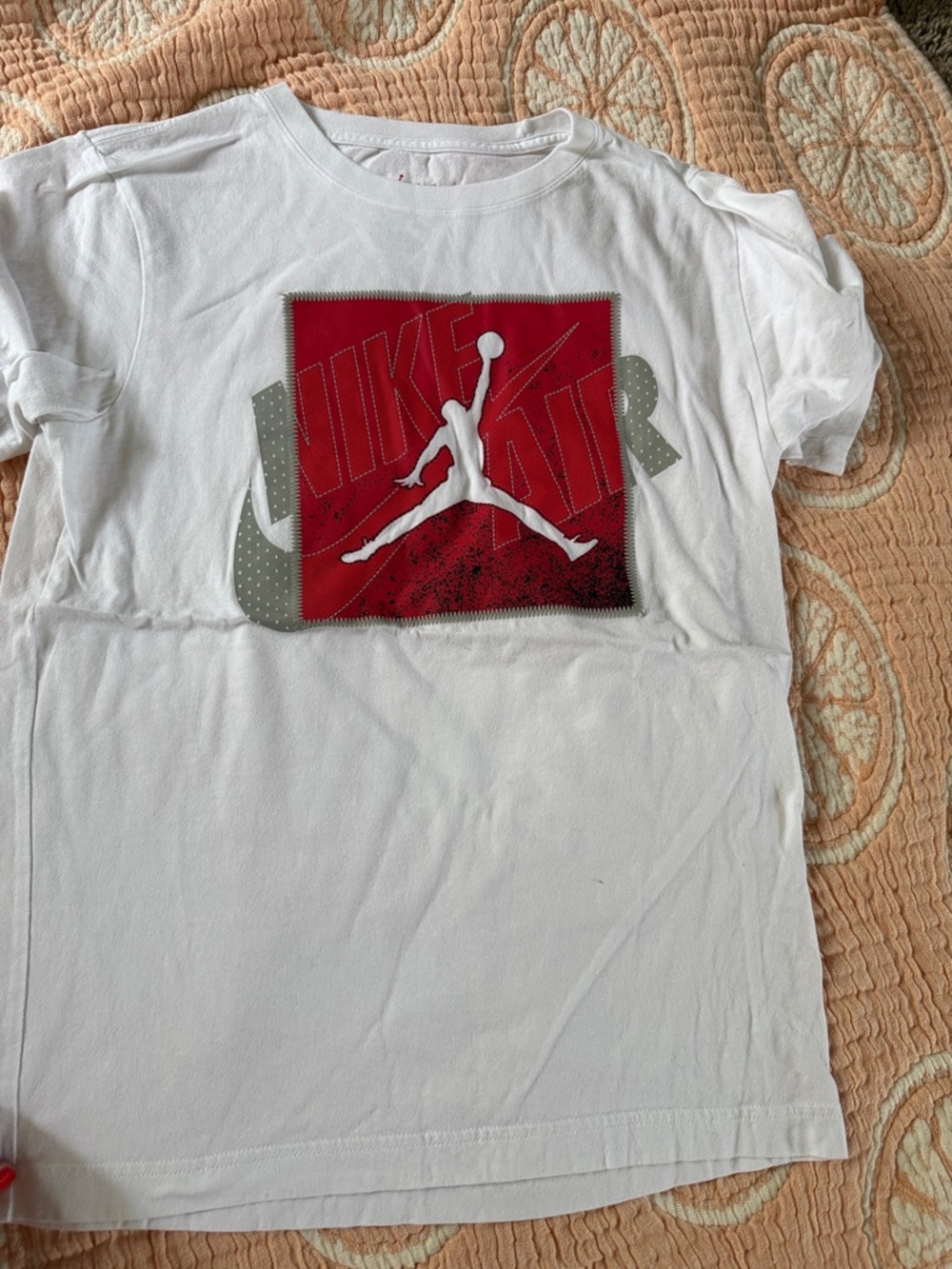 Nike White Tee with Red Jumpman Chest Print